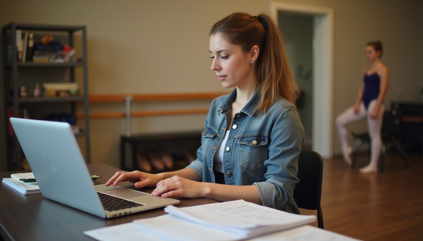 Dance school administrator managing term fees